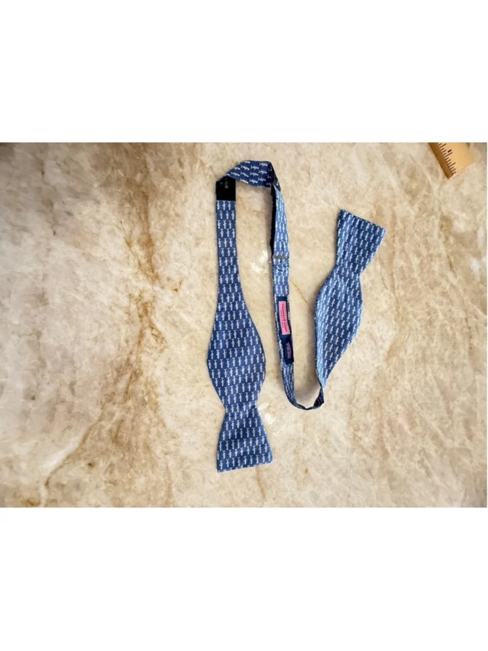 Vineyard Vines shark Blue & White Fishbone Bow Tie multiple and adjustable size